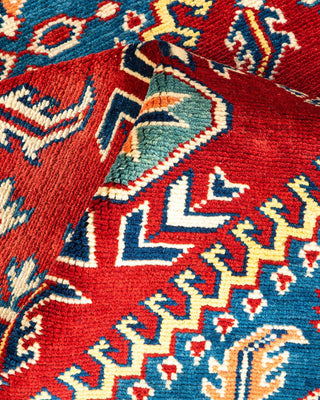 Bohemian Tribal Orange Wool Area Rug 4' 4" x 6' 2" - Solo Rugs