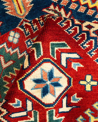 Bohemian Tribal Orange Wool Area Rug 4' 3" x 5' 10" - Solo Rugs