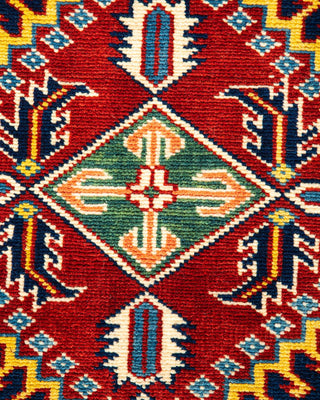 Bohemian Tribal Ivory Wool Area Rug 4' 5" x 5' 6" - Solo Rugs