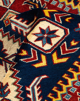 Bohemian Tribal Ivory Wool Area Rug 4' 5" x 5' 6" - Solo Rugs