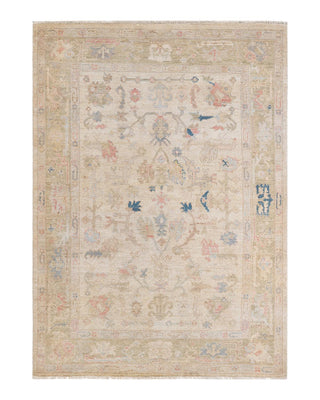 Traditional Oushak Ivory Wool Area Rug 5' 0" x 7' 0" - Solo Rugs
