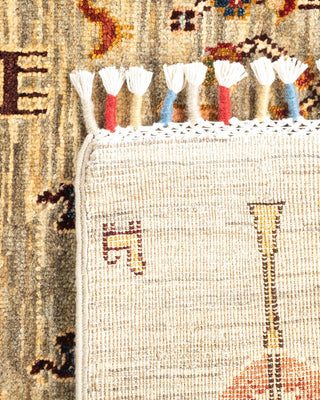 Bohemian Tribal Beige Wool Area Rug 3' 9" x 5' 4" - Solo Rugs