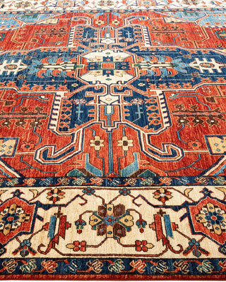 Traditional Serapi Orange Wool Area Rug 9' 1" x 11' 10" - Solo Rugs