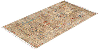 Tribal, One-of-a-Kind Hand-Knotted Area Rug - Beige, 3' 4" x 5' 10" - Solo Rugs