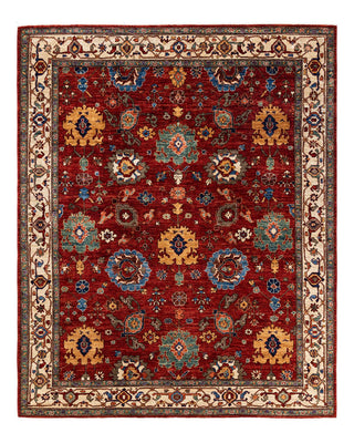 Traditional Serapi Orange Wool Area Rug 8' 1" x 9' 11" - Solo Rugs