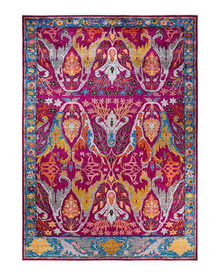 Traditional Serapi Pink Wool Area Rug 9' 11" x 14' 0" - Solo Rugs