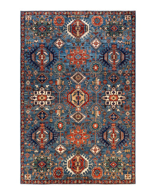Traditional Serapi Light Blue Wool Area Rug 6' 5" x 9' 8" - Solo Rugs