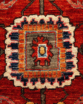 Traditional Serapi Orange Wool Area Rug 6' 0" x 8' 8" - Solo Rugs