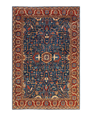 Traditional Serapi Light Blue Wool Area Rug 6' 0" x 9' 0" - Solo Rugs