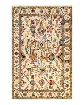 Traditional Serapi Ivory Wool Area Rug 5' 4" x 8' 4" - Solo Rugs