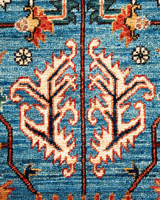 Traditional Serapi Light Blue Wool Area Rug 5' 0" x 8' 2" - Solo Rugs
