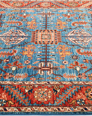 Traditional Serapi Light Blue Wool Area Rug 5' 0" x 8' 2" - Solo Rugs