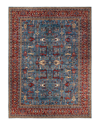 Traditional Serapi Light Blue Wool Area Rug 10' 2" x 13' 10" - Solo Rugs