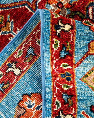 Traditional Serapi Light Blue Wool Area Rug 5' 0" x 7' 0" - Solo Rugs