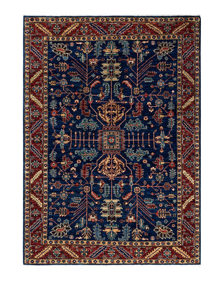 Traditional Serapi Blue Wool Area Rug 5' 1" x 7' 3" - Solo Rugs