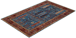 Traditional Serapi Light Blue Wool Area Rug 4' 11" x 8' 0" - Solo Rugs