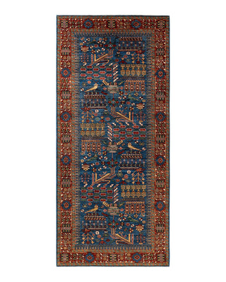 Traditional Serapi Light Blue Wool Area Rug 5' 3" x 11' 8" - Solo Rugs