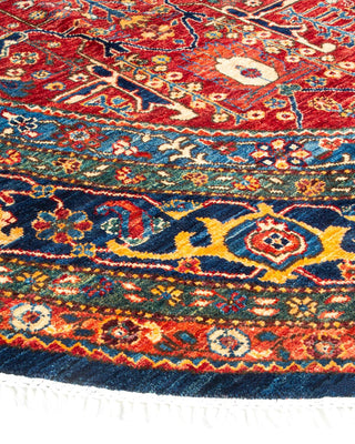 Traditional Serapi Orange Wool Area Rug 9' 6" x 9' 6" - Solo Rugs