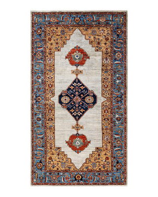 Traditional Serapi Ivory Wool Area Rug 5' 2" x 9' 6" - Solo Rugs