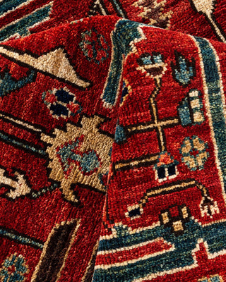 Traditional Serapi Orange Wool Area Rug 5' 0" x 6' 11" - Solo Rugs