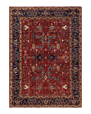 Traditional Serapi Orange Wool Area Rug 5' 0" x 6' 11" - Solo Rugs