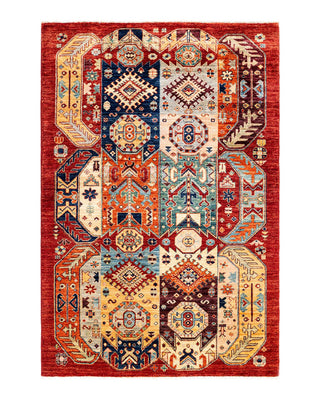 Traditional Serapi Orange Wool Area Rug 3' 11" x 5' 10" - Solo Rugs
