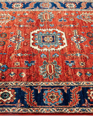 Traditional Serapi Orange Wool Area Rug 4' 0" x 5' 10" - Solo Rugs