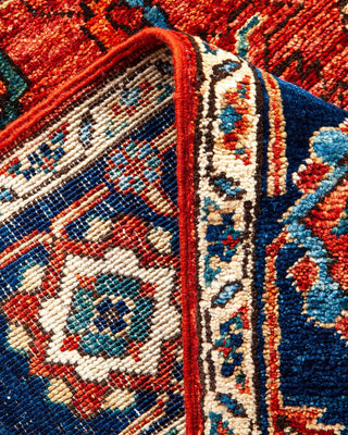 Traditional Serapi Orange Wool Area Rug 4' 0" x 5' 10" - Solo Rugs
