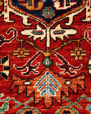 Traditional Serapi Orange Wool Area Rug 4' 1" x 5' 10" - Solo Rugs