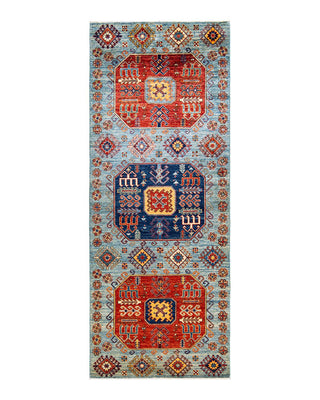Traditional Serapi Light Blue Wool Runner 3' 11" x 10' 3" - Solo Rugs