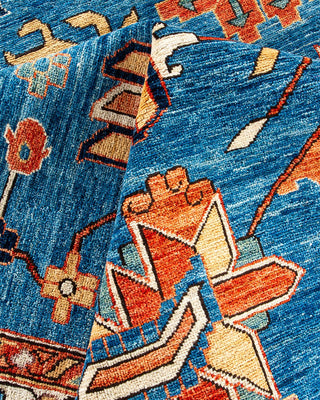Traditional Serapi Light Blue Wool Area Rug 11' 10" x 14' 8" - Solo Rugs