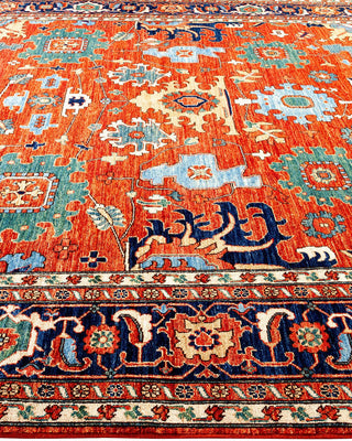 Traditional Serapi Orange Wool Area Rug 9' 0" x 11' 10" - Solo Rugs