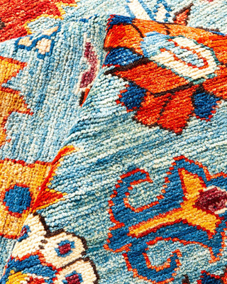 Traditional Serapi Light Blue Wool Area Rug 8' 10" x 11' 6" - Solo Rugs