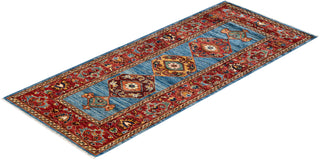 Traditional Serapi Light Blue Wool Runner 2' 7" x 6' 1" - Solo Rugs