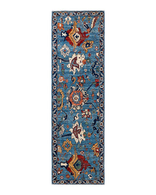 Traditional Serapi Light Blue Wool Runner 3' 0" x 9' 10" - Solo Rugs
