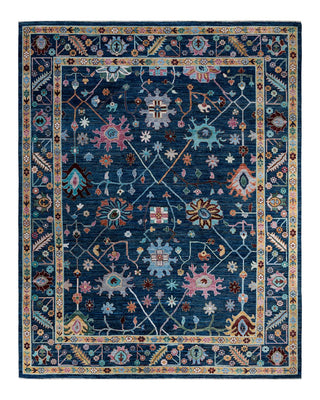Traditional Oushak Blue Wool Area Rug 9' 4" x 11' 9" - Solo Rugs
