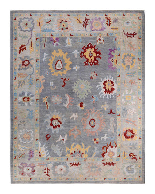 Traditional Oushak Gray Wool Area Rug 9' 1" x 11' 9" - Solo Rugs