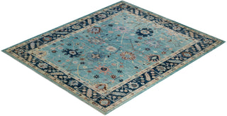 Traditional Oushak Teal Wool Area Rug 8' 2" x 9' 8" - Solo Rugs
