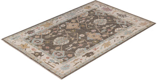 Traditional Oushak Brown Wool Area Rug 6' 1" x 9' 4" - Solo Rugs