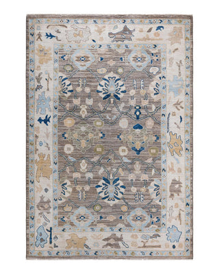 Traditional Oushak Brown Wool Area Rug 6' 1" x 8' 10" - Solo Rugs