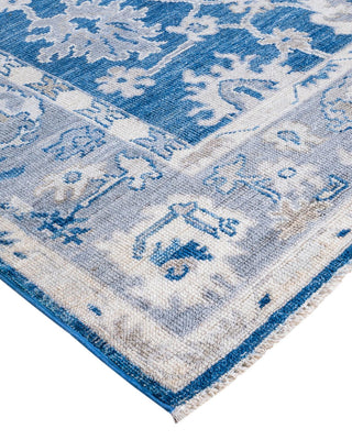 Traditional Oushak Light Blue Wool Area Rug 5' 1" x 6' 9" - Solo Rugs