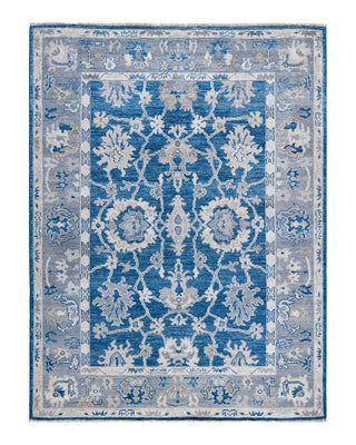 Traditional Oushak Light Blue Wool Area Rug 5' 1" x 6' 9" - Solo Rugs