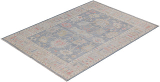 Traditional Oushak Gray Wool Area Rug 4' 11" x 6' 10" - Solo Rugs
