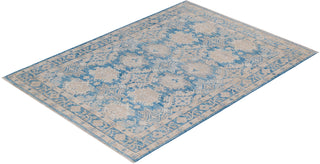 Traditional Oushak Light Blue Wool Area Rug 4' 11" x 6' 9" - Solo Rugs