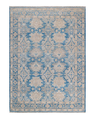 Traditional Oushak Light Blue Wool Area Rug 4' 11" x 6' 9" - Solo Rugs
