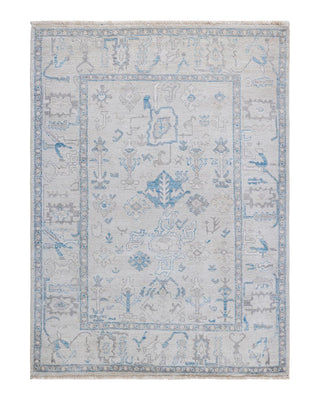 Traditional Oushak Ivory Wool Area Rug 5' 0" x 6' 9" - Solo Rugs