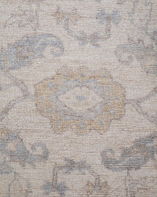 Traditional Oushak Ivory Wool Area Rug 4' 0" x 5' 7" - Solo Rugs
