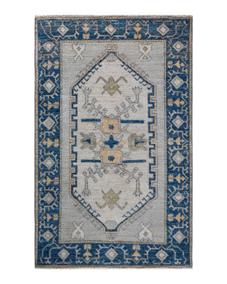 Traditional Oushak Gray Wool Area Rug 3' 2" x 5' 1" - Solo Rugs