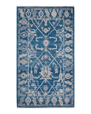 Traditional Oushak Light Blue Wool Area Rug 2' 10" x 5' 0" - Solo Rugs