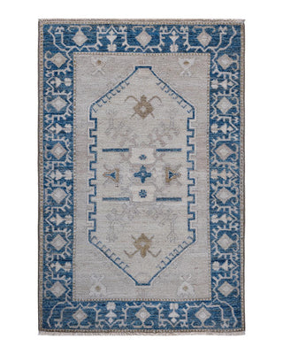 Traditional Oushak Gray Wool Area Rug 3' 4" x 5' 1" - Solo Rugs